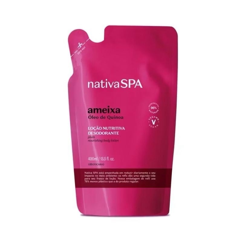 Refil Loção Desodorante Hidratante Corporal Nativa SPA Ameixa 400ml.