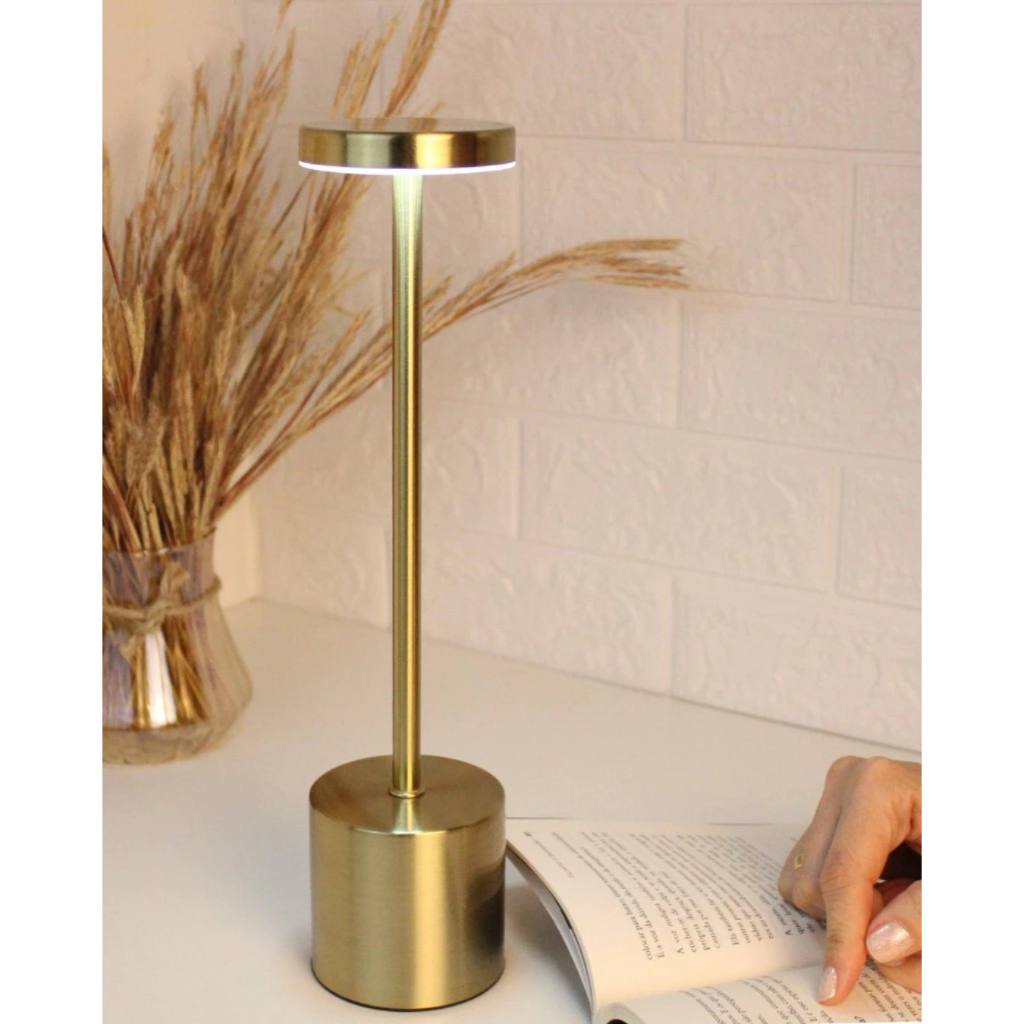 Luminária de Mesa c/ Toque Recarregável LED Touch Lâmpada Portátil S/ Fio Abajur Sala Quarto Leitura
