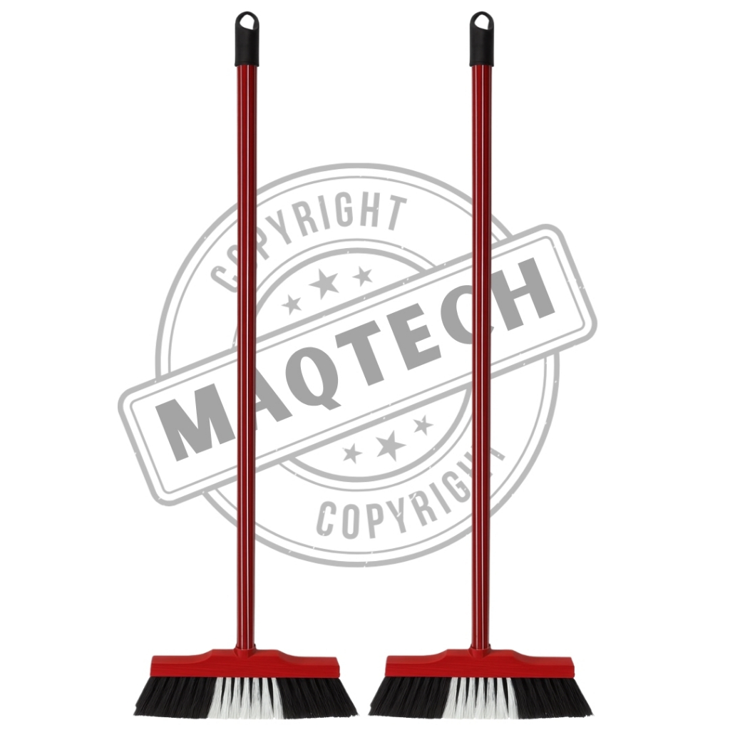 Kit 2 Vassouras de Pelo Sintético 30cm com Cabo Base Madeira Piso Liso Limpeza Doméstica Eficiente