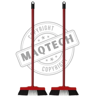 Kit 2 Vassouras de Pelo Sintético 30cm com Cabo Base Madeira Piso Liso Limpeza Doméstica Eficiente