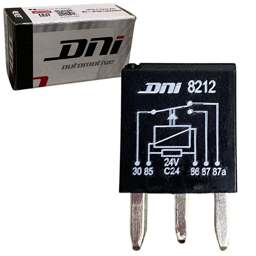Mini Relé Auxiliar Reversor com Terminais Agulha 30A/20A - Original DNI 8212 em Oferta na Shopee