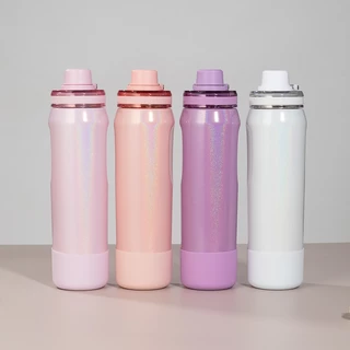Garrafa Térmica 650ml Inox 304 Acabamento Perolado Premium Alça Flexível Gelado 24h e Quente 12h