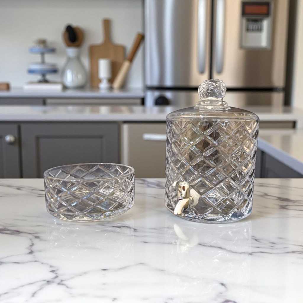 Dispenser 2 em 1 Suqueira + Petisqueira em Vidro Nobre - Decoração Premium 4,5L