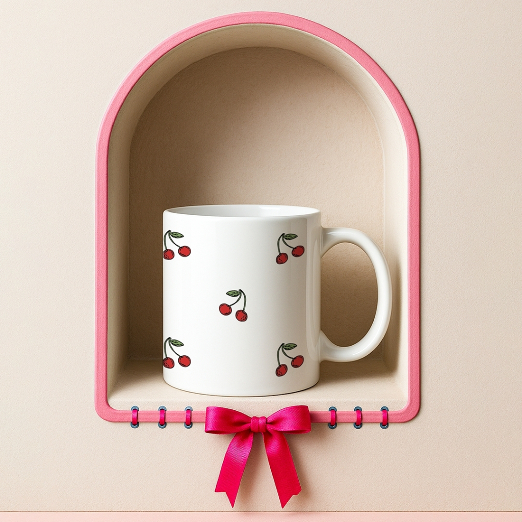 Caneca Xicara Porcelana 325ml Cerejas Personalizada Casa Decoração Presente Pinterest Enxoval
