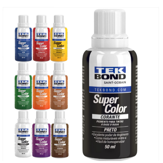 Corante líquido para tinta a base d'água 50 ml diversas cores TEKBOND