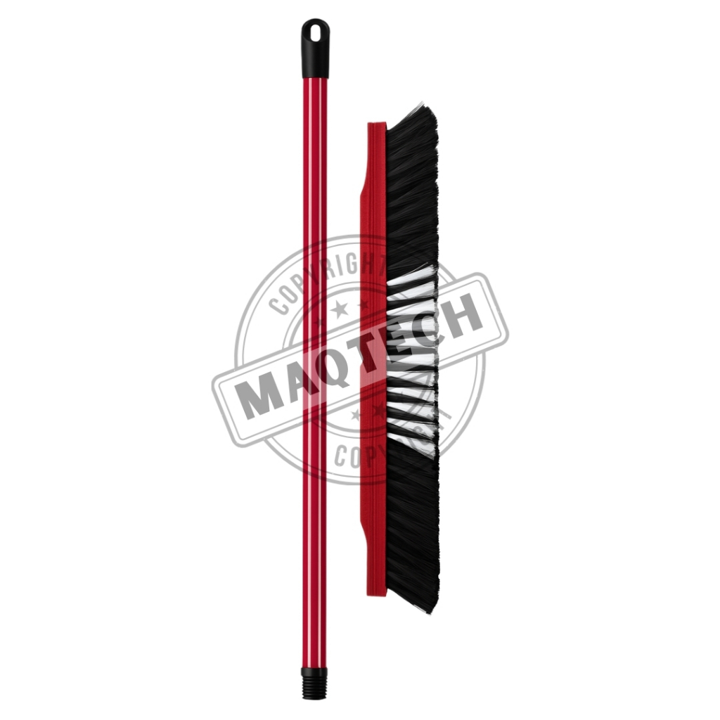 1 Vassoura de Pelos Sintéticos 60cm Grande com Cabo Base Madeira Piso Liso Limpeza Doméstica