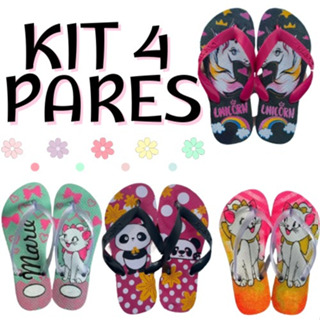 Kit 4 Pares de Chinelo Infantil Feminino Menina Envio Imediato em Oferta na Shopee