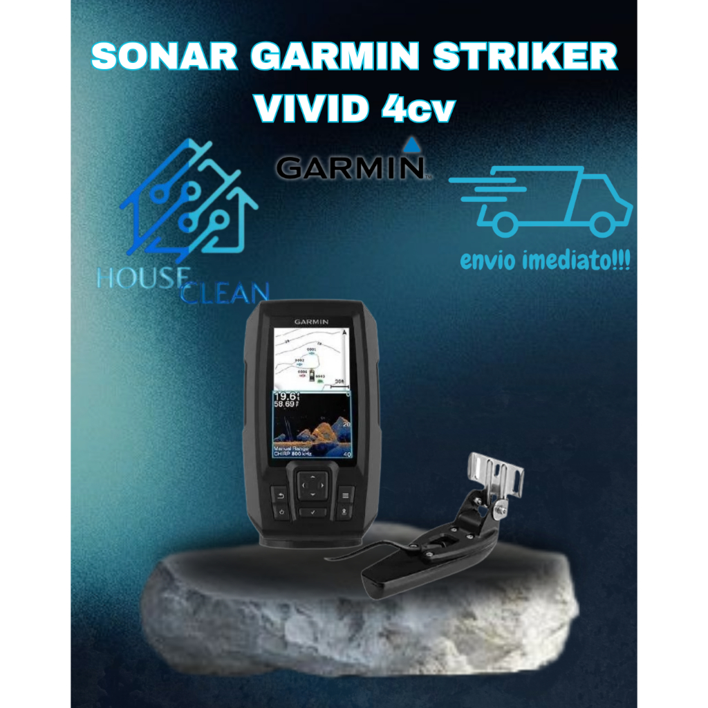 Sonar GPS  Garmin Striker Vivid Gps 4cv + Transdutor Sonda Gt20 Cor Preto ( LER DESCRIÇÃO)