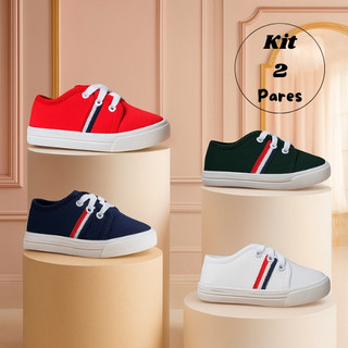 Kit 2 Pares Infantil Star Tênis Menina Menino Casual Confortável Escolar Promoção