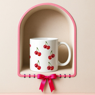 Caneca Xicara Porcelana 325ml Cerejas Casa Decoração Personalizada Presente Pinterest Enxoval em Oferta na Shopee