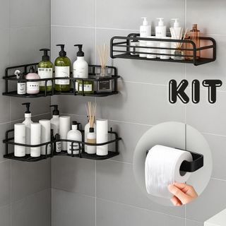 Prateleiras Suporte Com Alto Adesivos Para Parede Banheiro Cozinha lavanderia Shampoo E S…