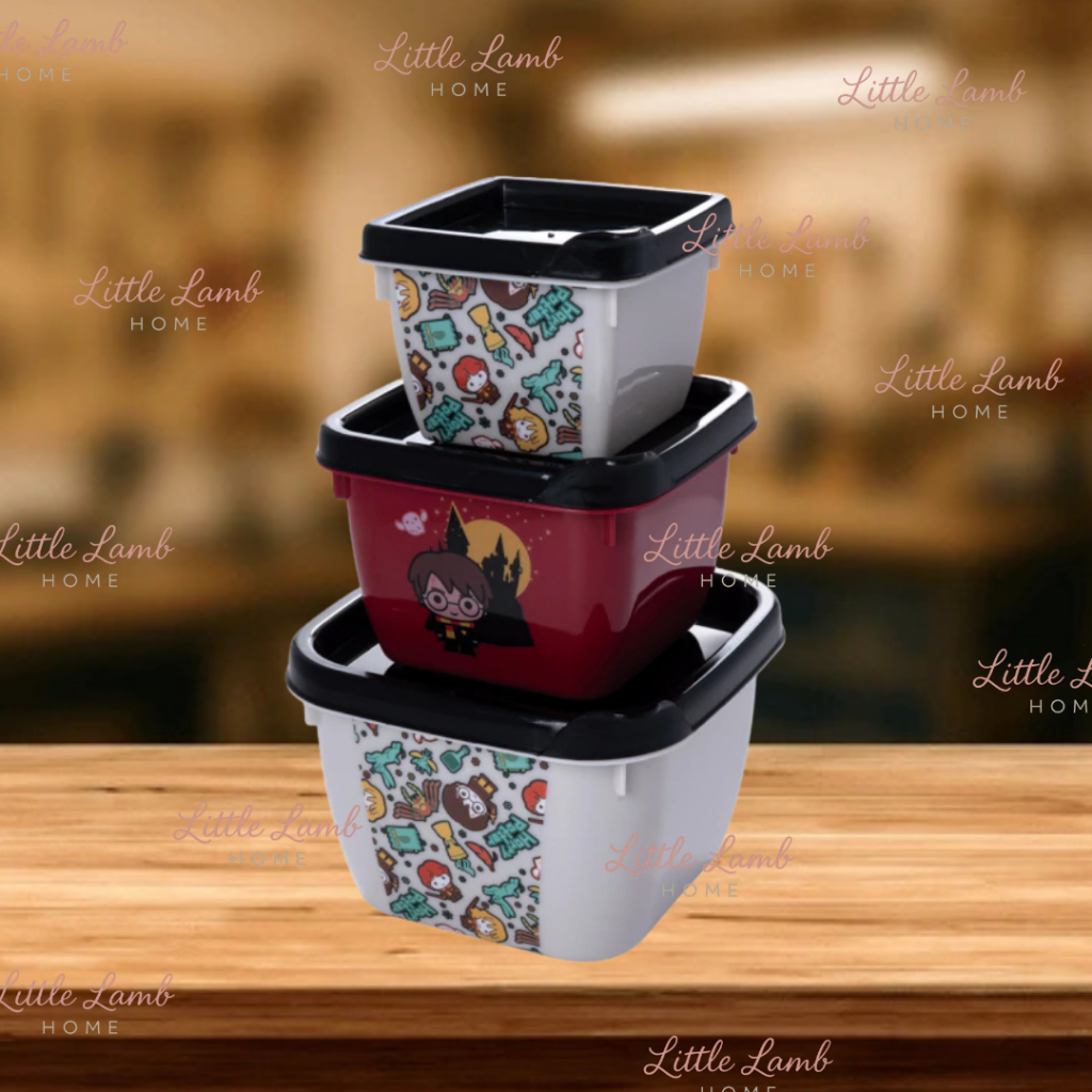 Conjunto 3 Potes Conect Quadrado Harry Potter - 140 ml, 270 ml e 470 ml em Oferta na Shopee
