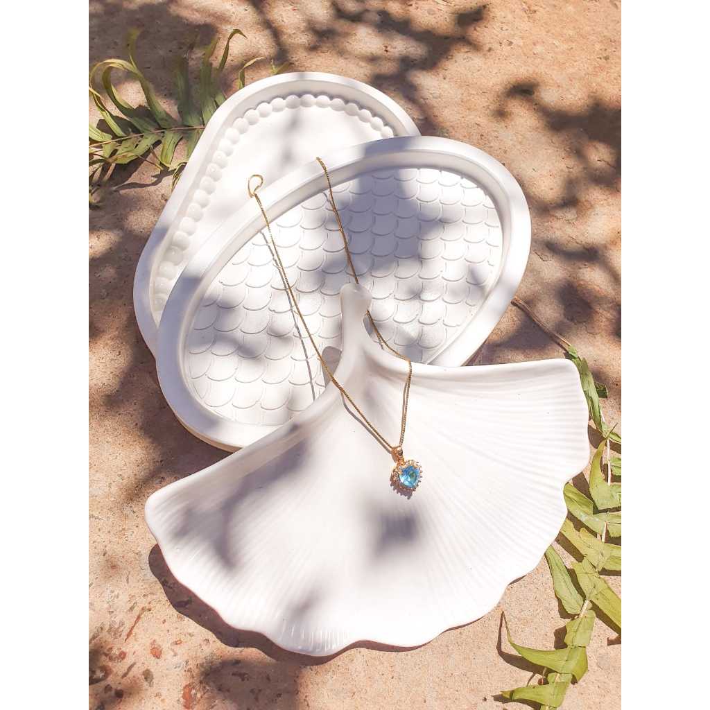 Bandeja Oval Duo Bubble, Bandeja Oval Escama e/ou Bandeja Ginkgo - Branco - Expositor, decoração