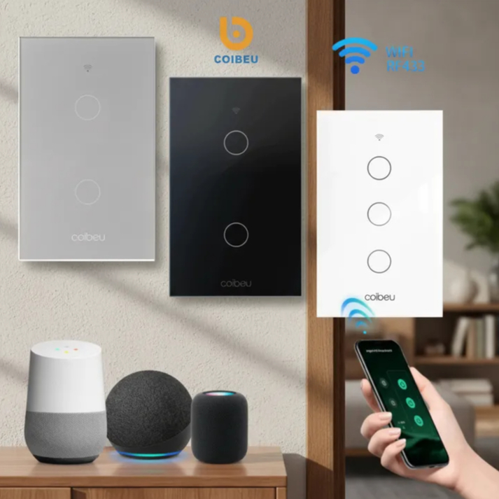 COIBEU Interruptor Inteligente WiFi Touch 1/2/3/4 Botões CINZA/BRANCO/PRETO Compatível com VOZ Alexa e Google Assistant COIBEU Interruptor Inteligente WiFi Touch 1/2/3/4 Botões CINZA/BRANCO/PRETO Compatível com VOZ Alexa e Google Assistant