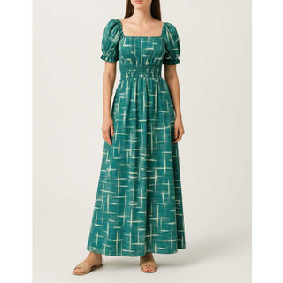 Vestido longo moda evangelica ,vestido com lastex na cintura que se adapta ao corpo , Ombro a Ombro Manga  Princesa .