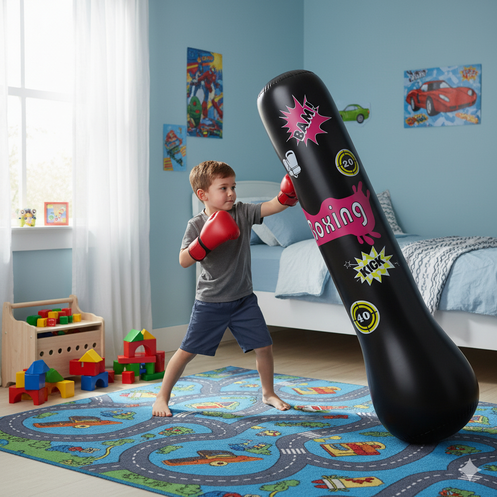 Saco de Pancadas Inflável Infantil 120 m João Bobo Teimoso Brinquedo