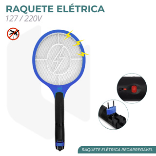 Raquete Elétrica Recarregável Portátil Mata Mosquitos, Insetos, Cor Sortida em Oferta na Shopee
