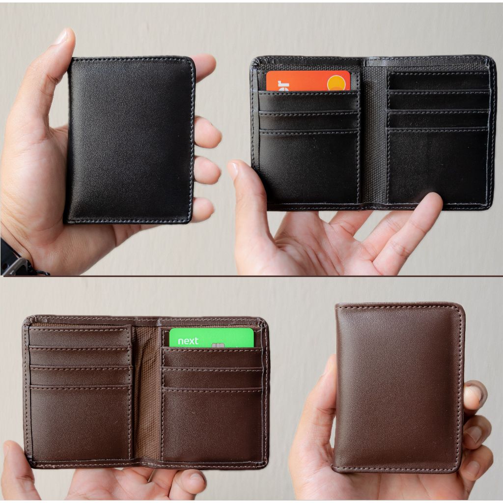 Carteira Porta Cartão Cnh Slim Masculina De Couro Pequena Preta em Oferta na Shopee