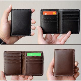 Carteira Porta Cartão Cnh Slim Masculina De Couro Pequena Preta em Oferta na Shopee