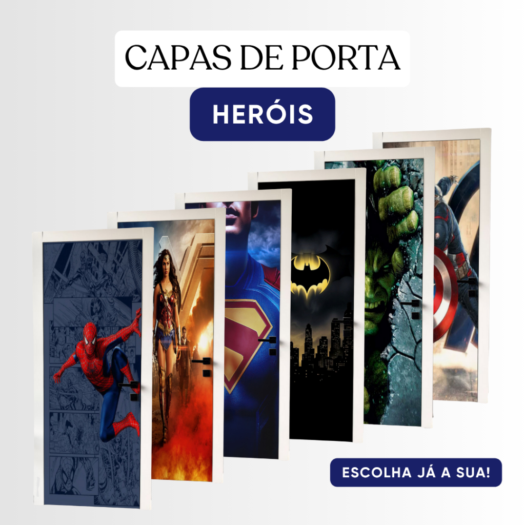 Capa de Porta Temática Heróis Capa De Porta Super Heróis Prática Divertida de alta qualidade