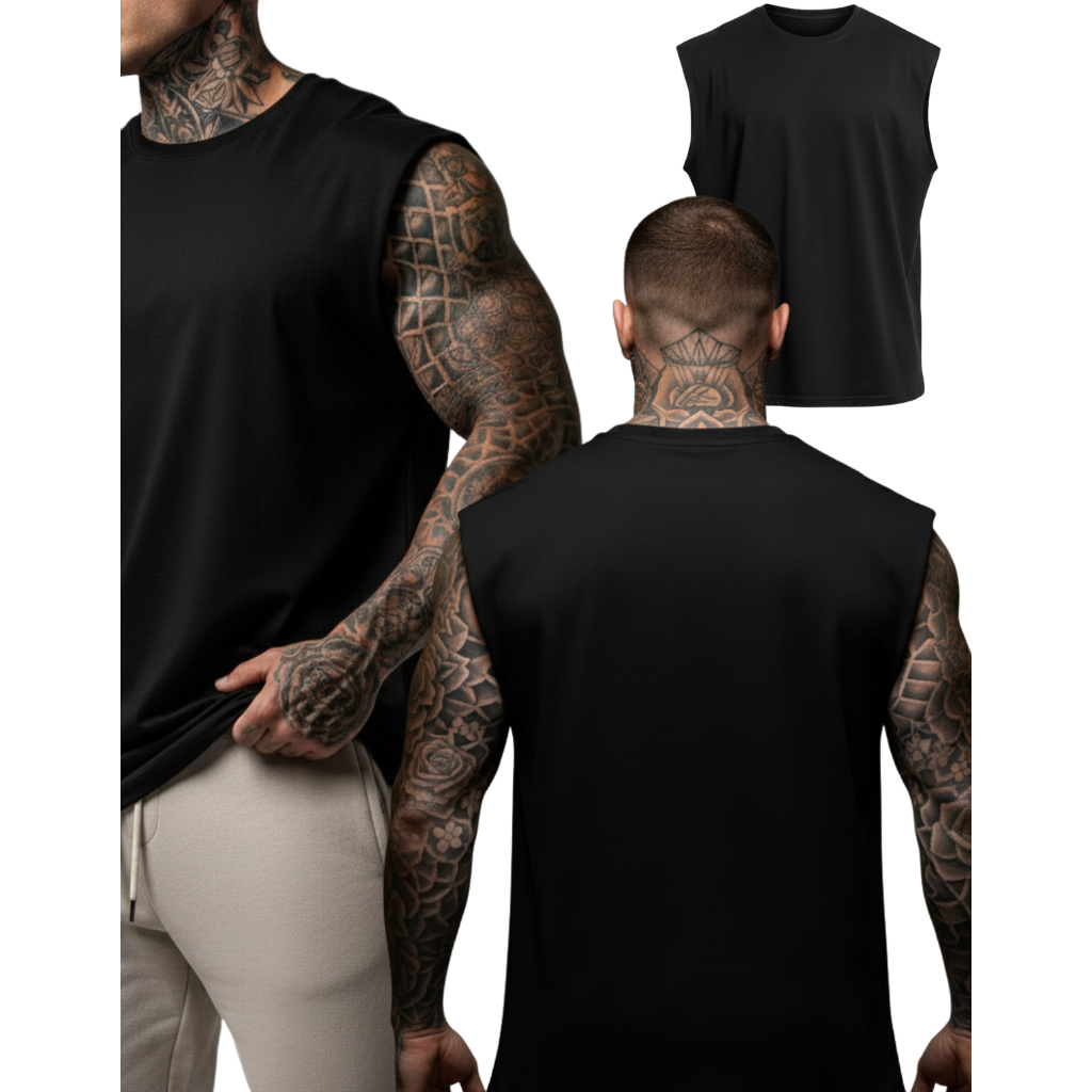 Kit 2 3 4 Camiseta Regata Oversized Masculina Academia Machão Treino Longline Lisa