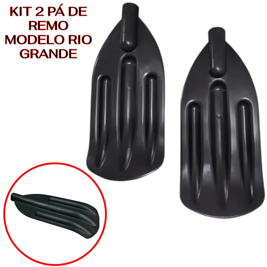 Kit Pá de Remo Preto Universal para Barco e  Caiaque ou Remo de Pesca (2 unidades)