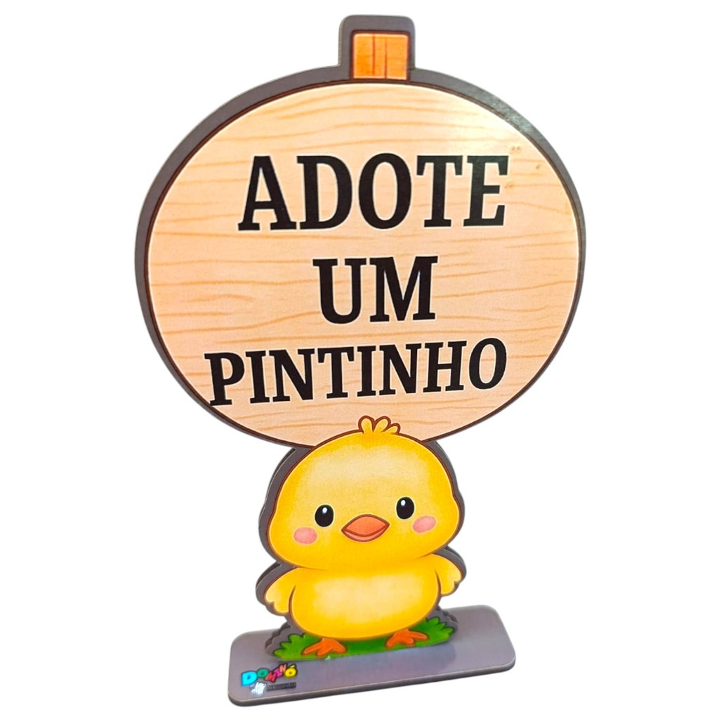 Display MDF Fazendinha "Adote Um Pintinho" 20cm Decoração de festa