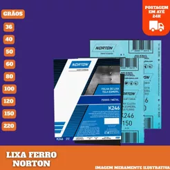 LIXA DE FERRO NORTON VARIOS GRÃOS LIXA METAL,FERRO,ALUMINIO, REMOVE FERRUGEM E RESTAURA