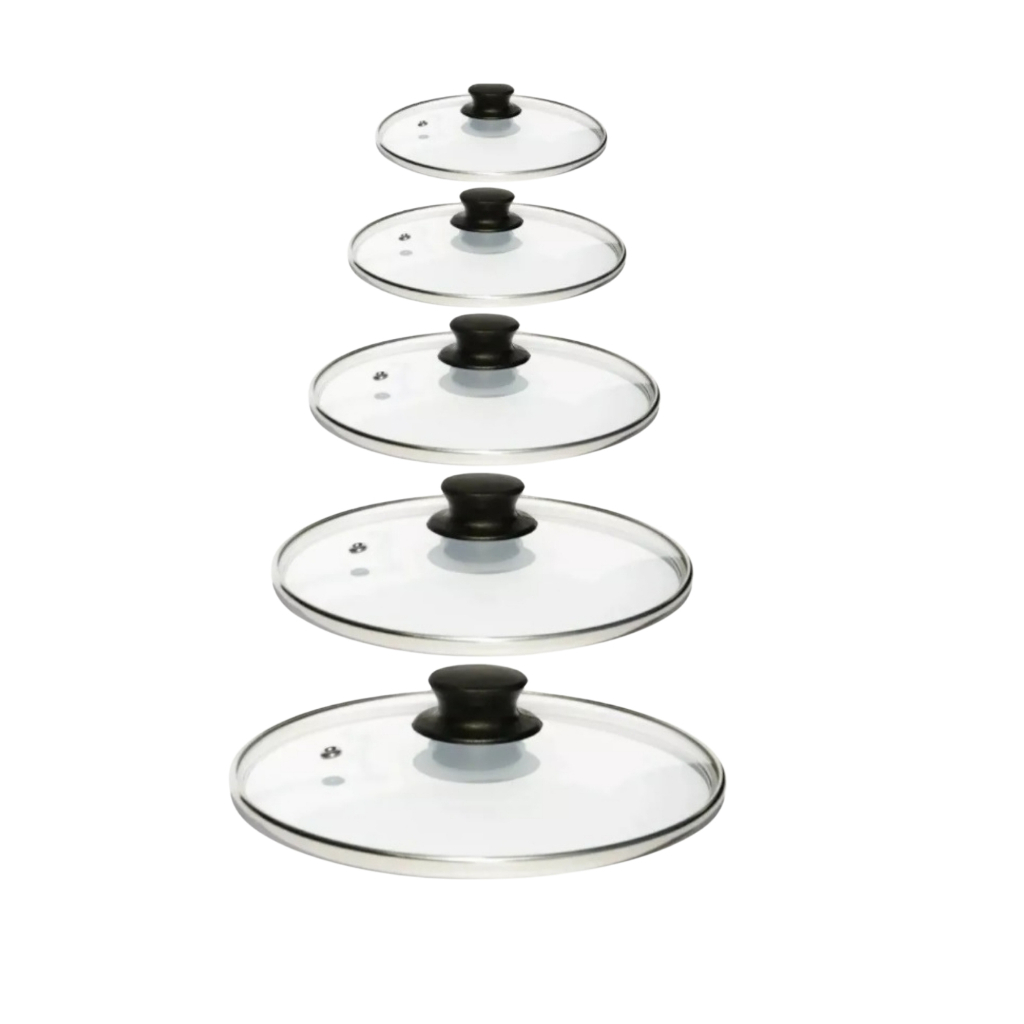 Jogo 5 Tampas De Vidro 16 Cm 18 Cm 20 Cm 22cm 24 Cm em Oferta na Shopee