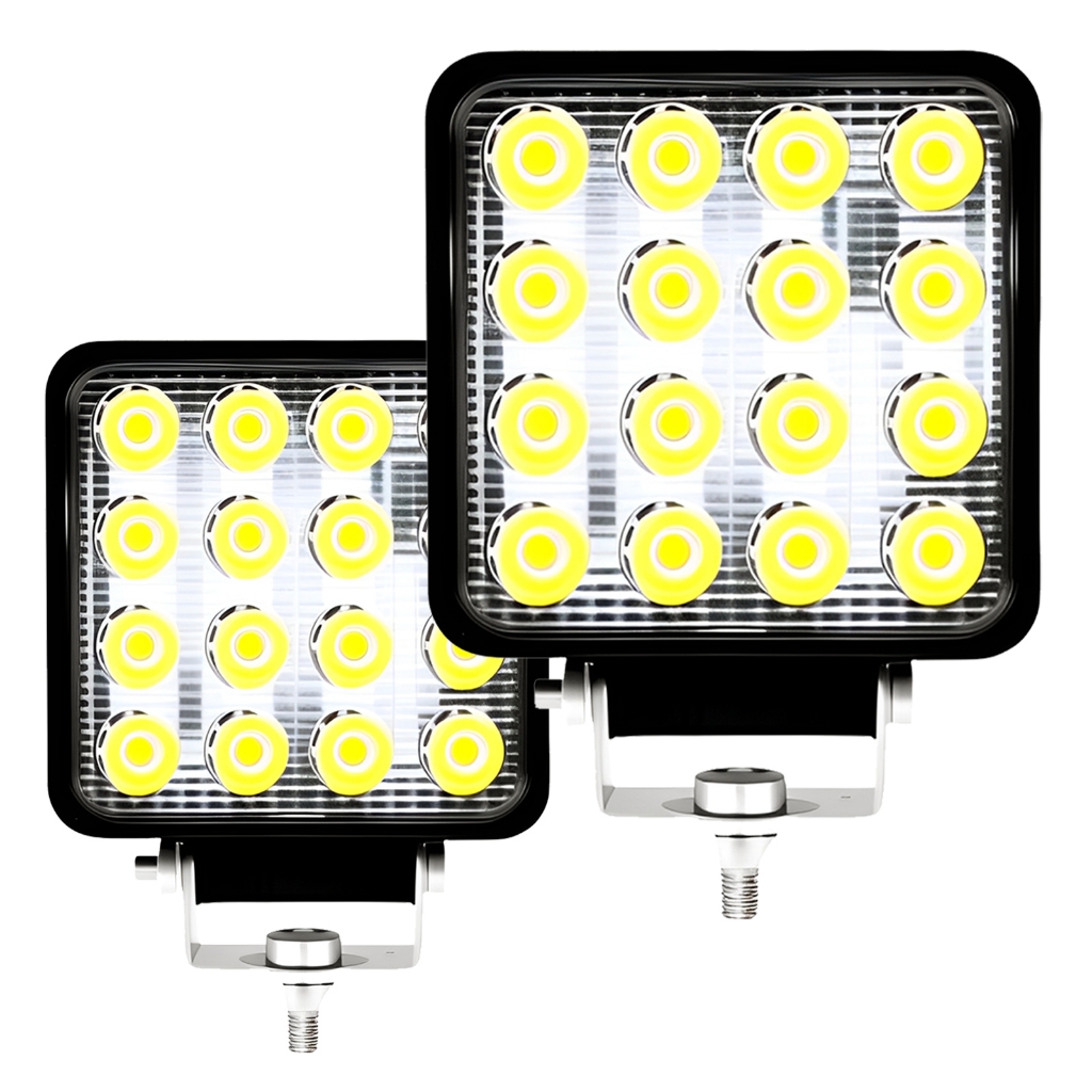 Kit 2 Farol Milha 16 Led 48w 12v/24v Quadrad Off-road 6000k em Oferta na Shopee