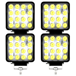 Kit 4 Farol Milha 16 Led 48w 12v/24v Quadrad Off-road 6000k
