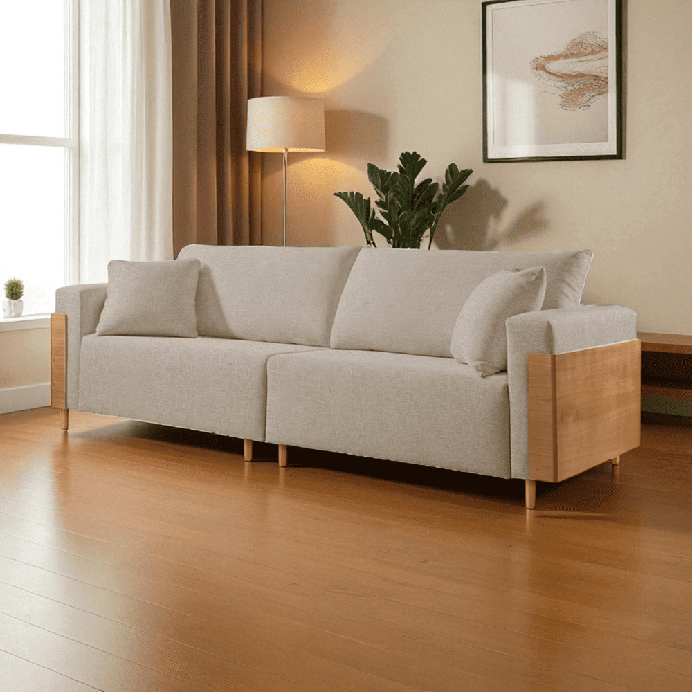 Sofá Heitor Pé De Madeira 2,00m Luxo 3/4 Lugares Castellar Móbile em Oferta na Shopee