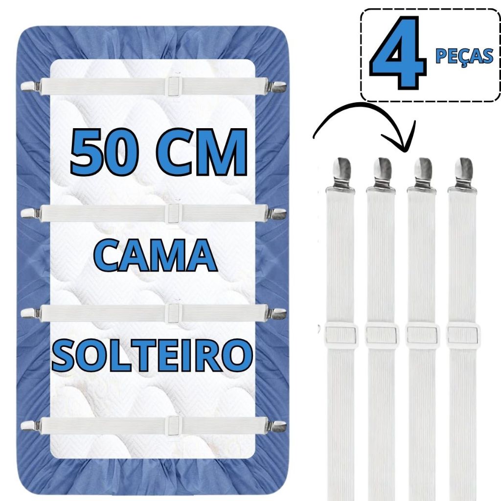 Grampo Prendedor de Lençol Com Elástico 2 Pontas Branco Garra de Metal Para Sofá Cama Solteiro em Oferta na Shopee