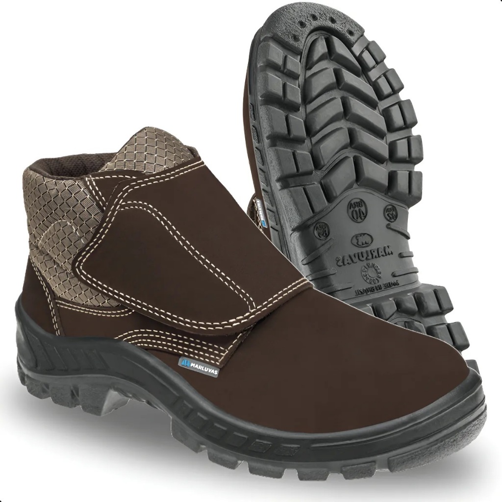Botina Velcro Bico Plastico Nubuck Marrom Solado Pu Palmilha Eva Marluvas 50b26cb ( N: 42)
