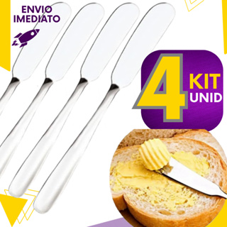 Combo 4 Espátulas para Manteiga Margarina Patê Geleia Requeijão Aço Inox Faca Lanche Café Casa Mesa em Oferta na Shopee