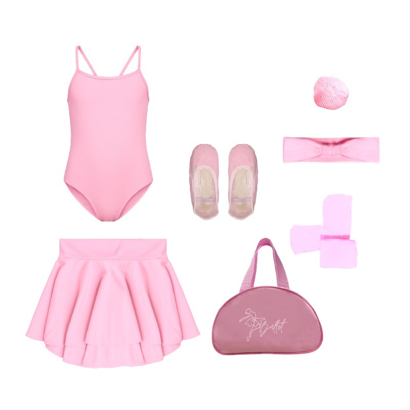 Kit Bailarina Balé Clássico e Iniciante C/ Collant Alça X e Bolsa 7 Itens