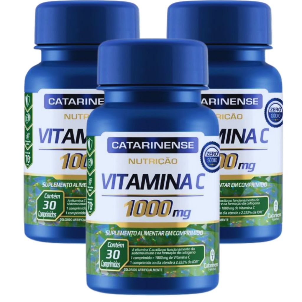 Kit 3 Vitamina C 1000mg Imunidade 30 Comprimidos - Catarinense Pharma