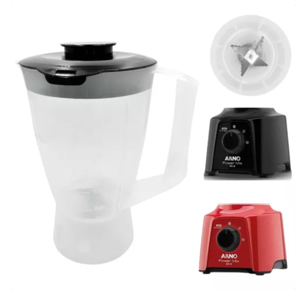 Copo De Liquidificador  ARNO OPTIMIX PLUS LN37/FACICLIC TOP LN38/LN27/EASY MIX/POWER MIX 550W