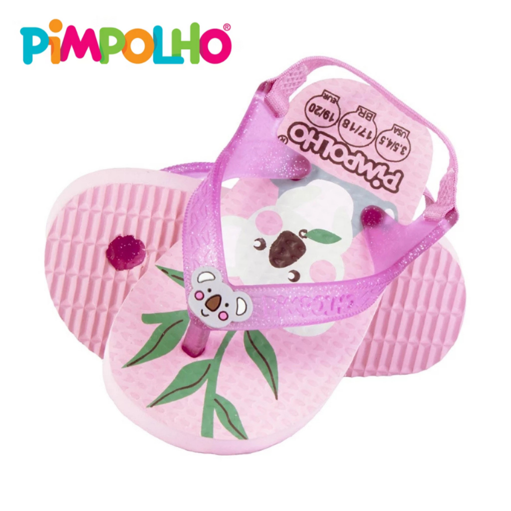 Chinelo Sandália Baby Menina Pimpolho Coala com Elástico Fácil de Calçar