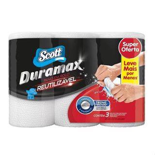 Kit C/3 Pano em Rolo Reutilizável Branco C/58 Unidades Scott Duramax em Oferta na Shopee