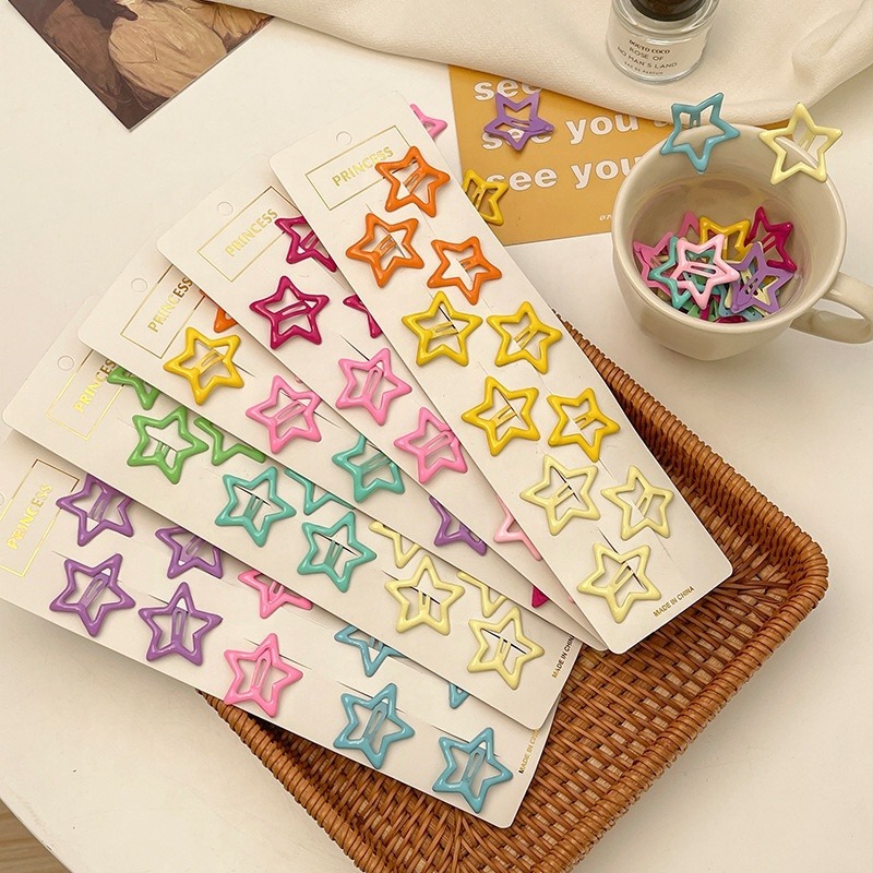 Kit 20 Clipe De Estrela Dopamina Y2K Para Meninas E Crianças,Grampo De Cabelo BB Com Franja Lateral Fofa