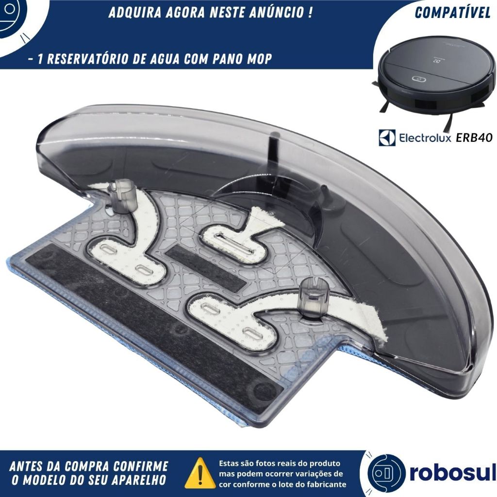 Reservatorio Tanque de Agua com Pano Mop Robô Aspirador Electrolux Home-E Ultra ERB40 A23939701