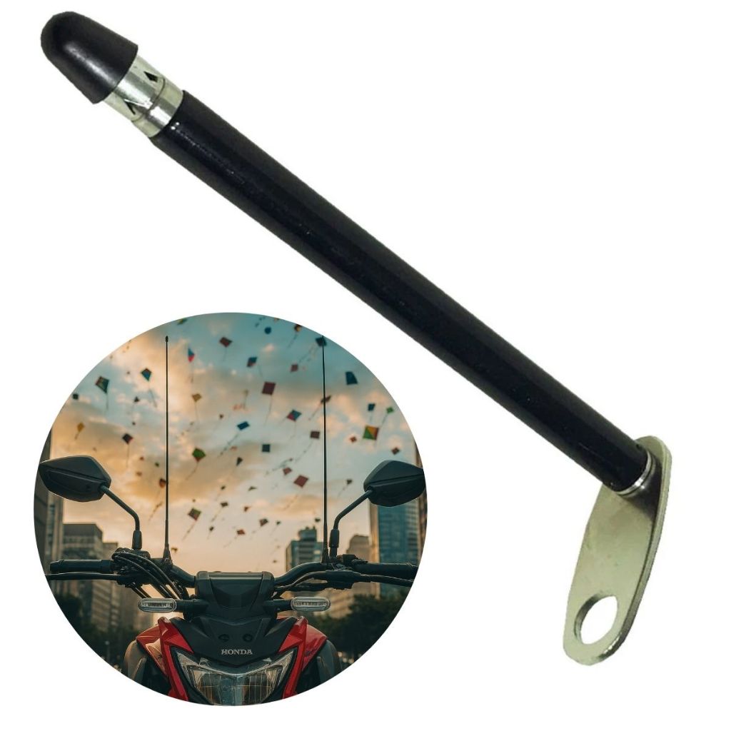 Antena Corta Pipa Para Moto Anti Cerol Retrátil Retrovisor Guidão Grande Com 65 Centimetros