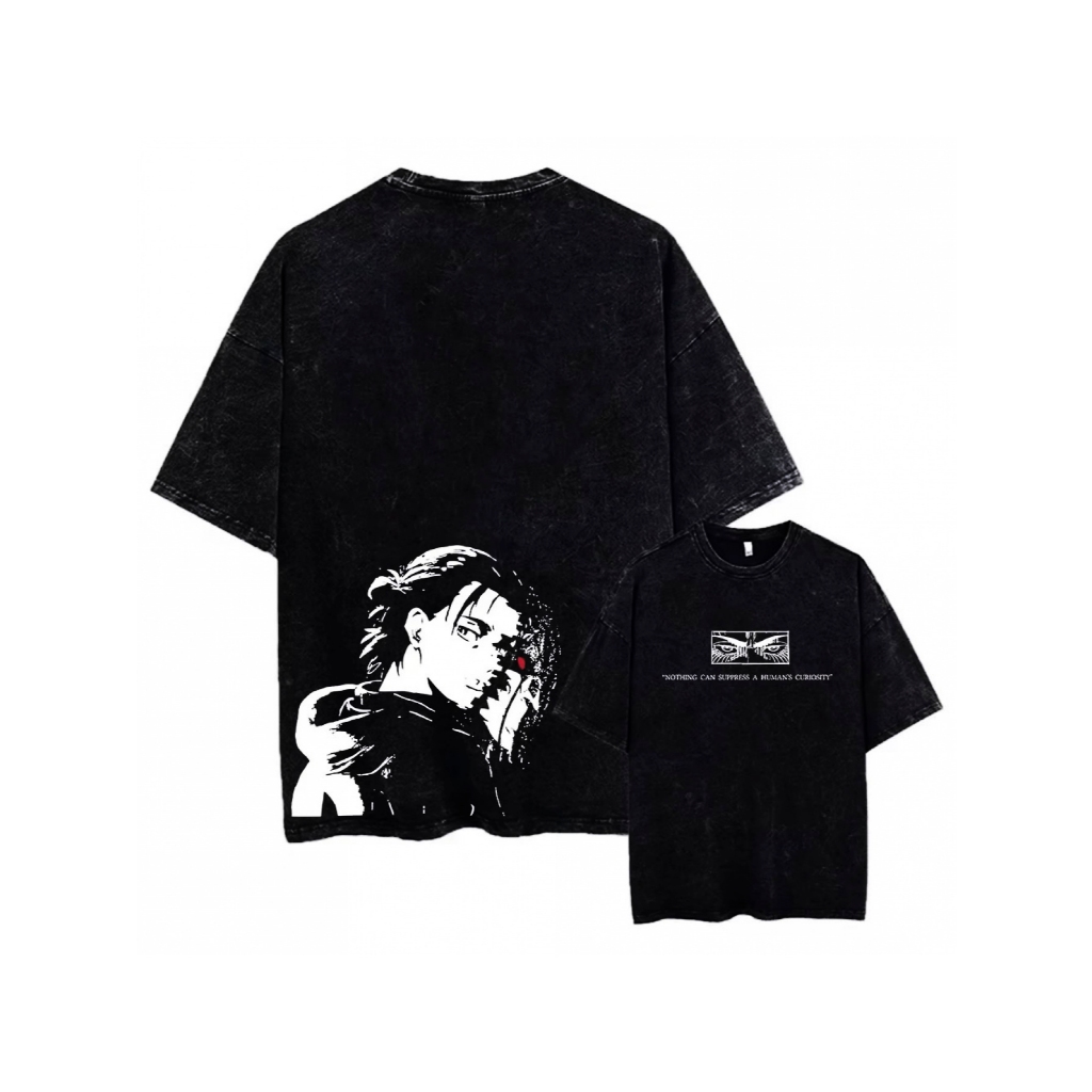 Camisa camiseta básica streetwear "Attack On Titan Eren Jaeger" em Oferta na Shopee