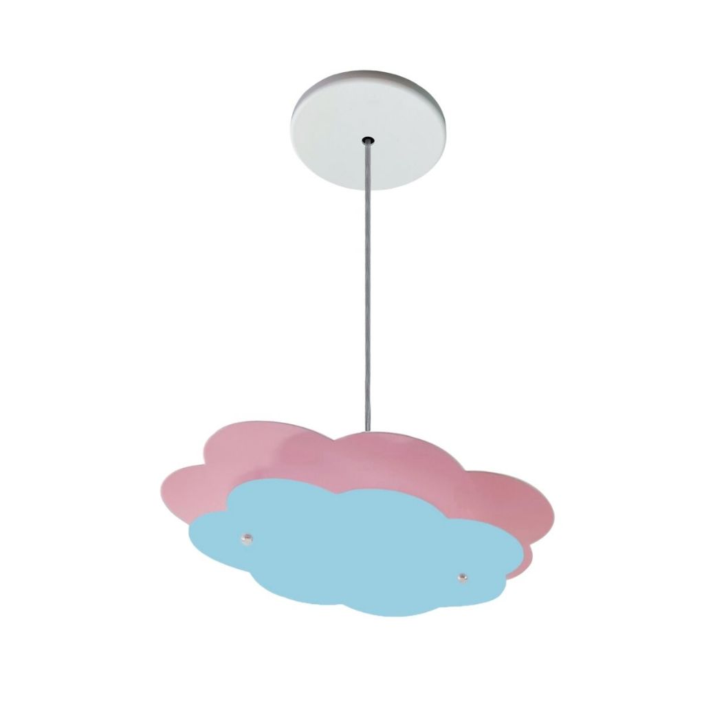 Luminária Pendente Nuvem Teto Céu Lua Sol Infantil Bebê Quarto Acrílico Rosa Azul Bebê criança