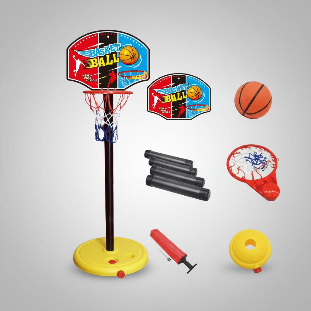 KIT CESTA BASQUETE INFANTIL BRINQUEDO ESPORTE 1,13M