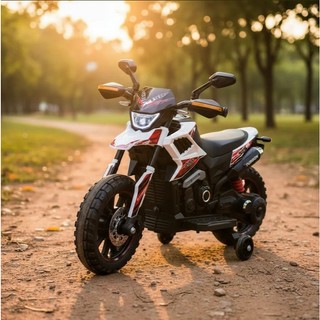 Mini Moto Elétrica 6v Infantil Turbon Motocross com Rodinhas Branco Vermelho Zippy Toys
