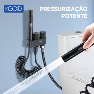 Kit Ducha Higiênica KGOLD com Registro Duplo Gatilho Metálico e Mangueira Flexível em Alumínio Espacial em Oferta na Shopee