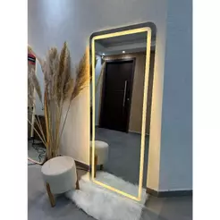 Espelho Retangular EL14 Corpo Inteiro 170cm x 70cm Polido LED Jateado Luz Branca e Luz Amarela Sala Quarto Banheiro