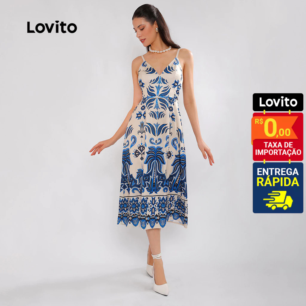 Lovito Bossa | Vestido Casual com Estampa Paisley Feminino DRB375BRL404 em Oferta na Shopee